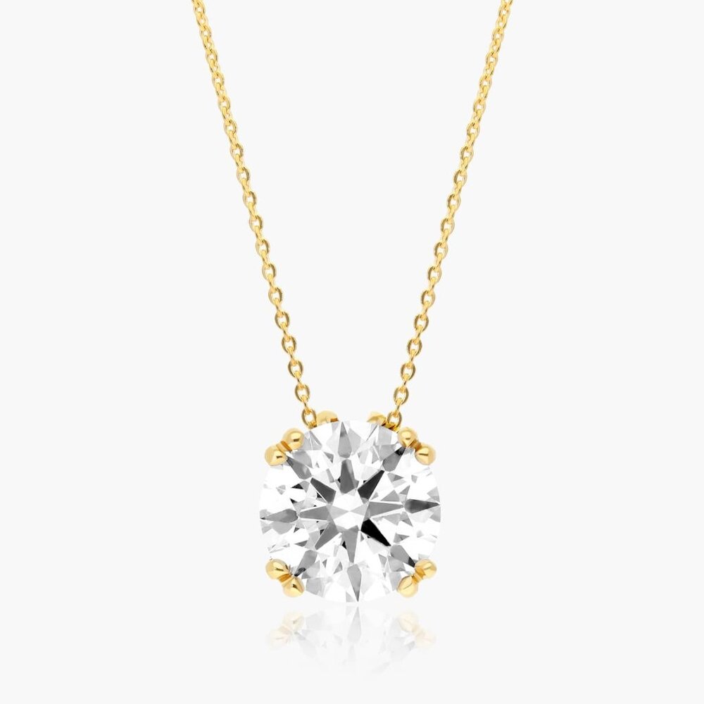NEW James Allen 14K Yellow Gold Double Prong Lab Created Diamond Pendant 0.25 CT